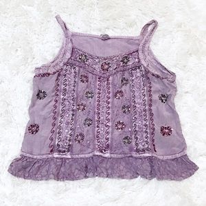 Shoreline Purple Embroidered Crop Top